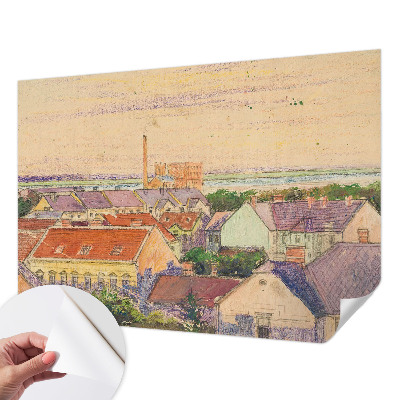 3D-Fototapete fürs Schlafzimmer Stadtdächer