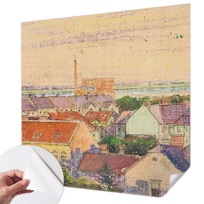 3D-Fototapete fürs Schlafzimmer Stadtdächer