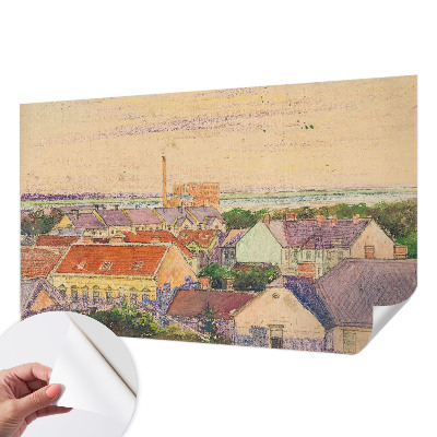 3D-Fototapete fürs Schlafzimmer Stadtdächer