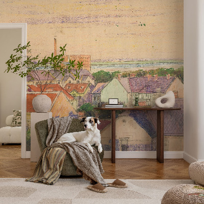 3D-Fototapete fürs Schlafzimmer Stadtdächer