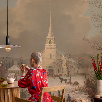 Selbstklebende Fototapete fürs Wohnzimmer Winterlandschaft