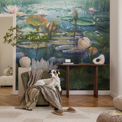 Selbstklebende Fototapete fürs Wohnzimmer Teichblumen