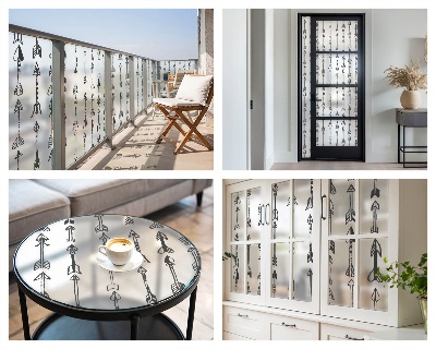 Sichtschutz Klebefolie Buntglasoptik Geometrische Pfeile