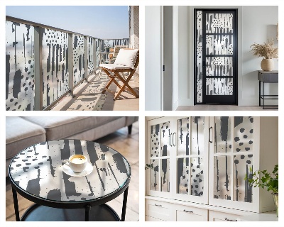 Fensterfolie Sichtschutz Streifen und Punkte