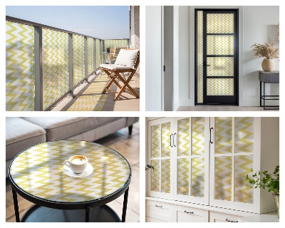 Fensterfolie Sichtschutz Gelbe Zickzacklinien