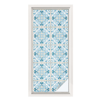 Sichtschutzfolie Fenster Buntglasoptik Blumenfliesen