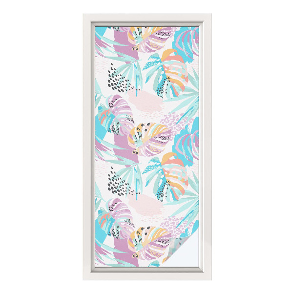 Sichtschutz Klebefolie Buntglasoptik Abstrakter Dschungel