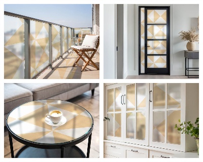 Sichtschutzfolie Fenster Buntglasoptik Geometrische Dreiecke