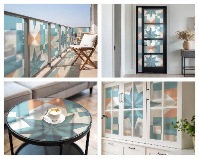 Sichtschutzfolie Fenster Buntglasoptik Blaue Sterne