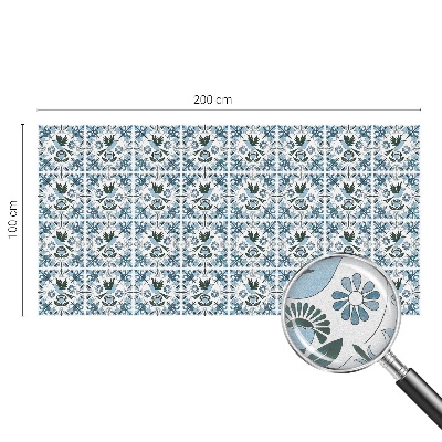 Sichtschutzfolie Fenster Buntglasoptik Blaue Blumen