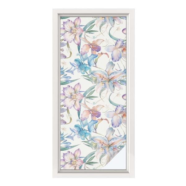 Sichtschutzfolie Fenster Buntglasoptik Blumenmotiv