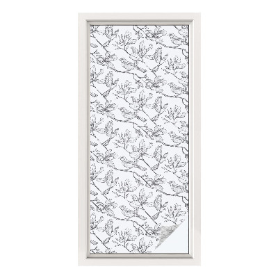 Fensterfolie Sichtschutz Vögel und Blumen