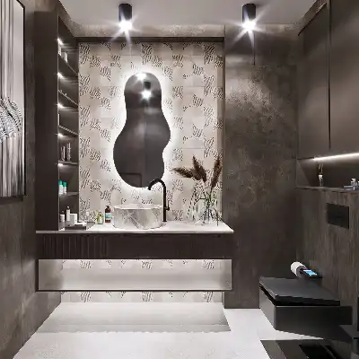 Organischer Wandspiegel mit Beleuchtung modernes Design