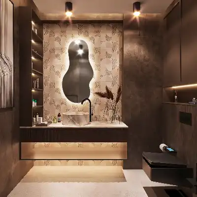 Organischer Wandspiegel mit Beleuchtung modernes Design