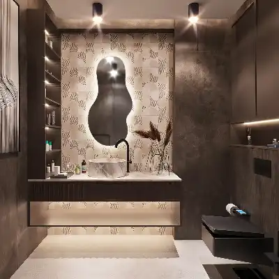Organischer Wandspiegel mit Beleuchtung modernes Design