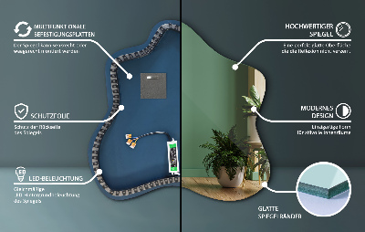 Spiegel in Klecksform LED-beleuchteter
