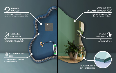 Spiegel in Klecksform LED-beleuchteter