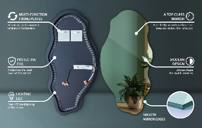 Asymmetrischer Led-Spiegel ohne Rahmen