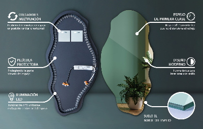 Asymmetrischer Led-Spiegel ohne Rahmen