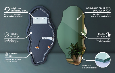 Asymmetrischer Led-Spiegel ohne Rahmen