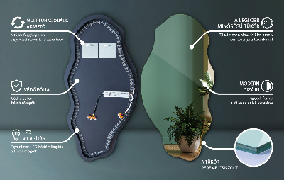 Asymmetrischer Led-Spiegel ohne Rahmen