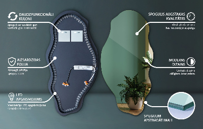 Asymmetrischer Led-Spiegel ohne Rahmen