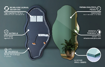 Asymmetrischer Led-Spiegel ohne Rahmen