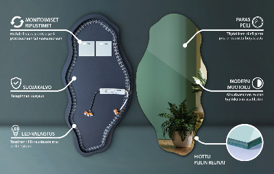 Asymmetrischer Led-Spiegel ohne Rahmen