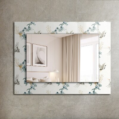 Spiegel mit motivdruck Vögel und Blumen