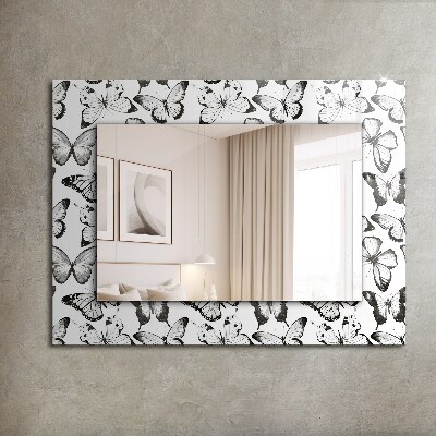 Spiegel mit aufdruck Schwarze und weiße Schmetterlinge