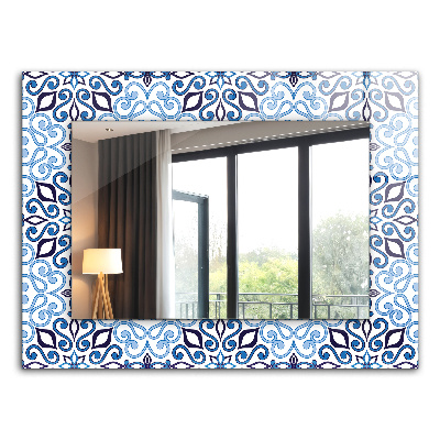 Bedruckte spiegel Blaues ornamentales Muster
