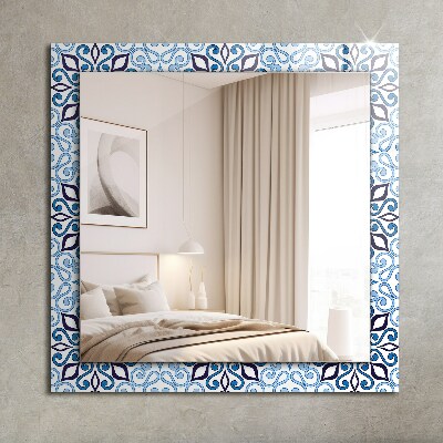 Bedruckte spiegel Blaues ornamentales Muster
