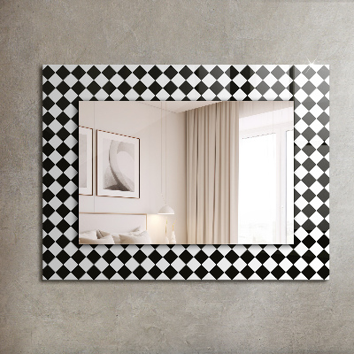 Spiegel mit aufdruck Schwarzes und weißes Schachbrettmuster