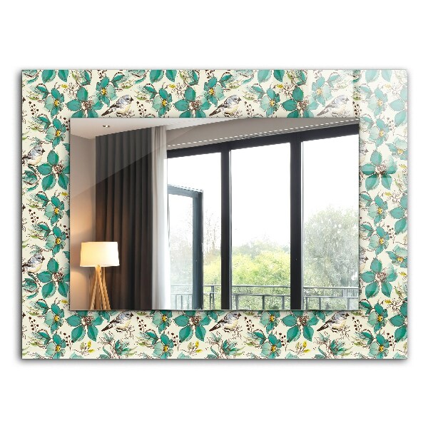 Spiegel mit aufdruck Vögel und Blumen
