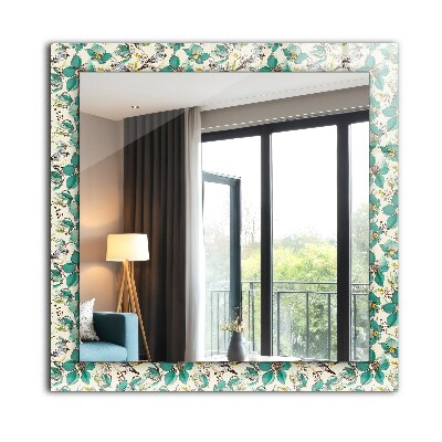 Spiegel mit aufdruck Vögel und Blumen
