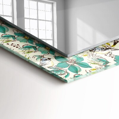 Spiegel mit aufdruck Vögel und Blumen