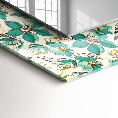 Spiegel mit aufdruck Vögel und Blumen