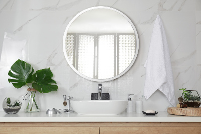 Runder Badezimmerspiegel weißer Rahmen