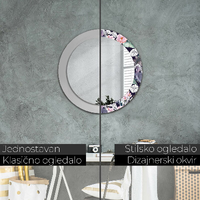 Runder Spiegel mit bedrucktem Rahmen Kraniche vögel