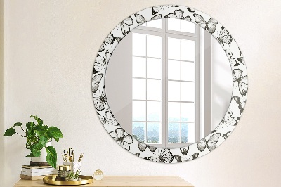 Runder Spiegel mit bedrucktem Rahmen Schmetterling