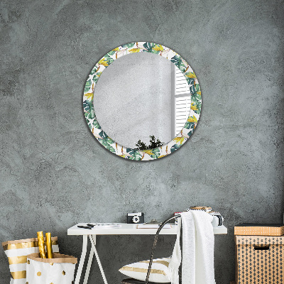 Runder Spiegel mit bedrucktem Rahmen Tropisch blätter
