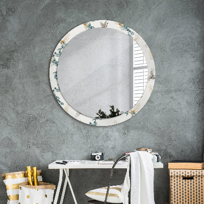 Runder Spiegel mit bedrucktem Rahmen Chinoserie