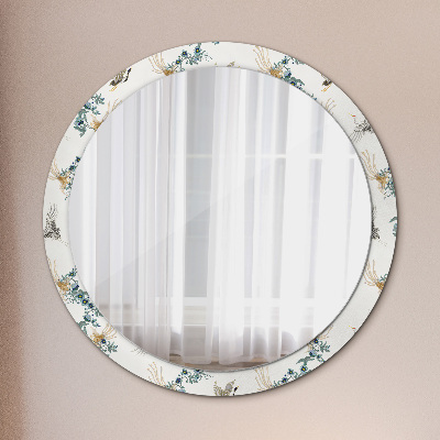 Runder Spiegel mit bedrucktem Rahmen Chinoserie