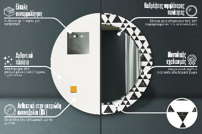 Runder spiegel rahmen mit aufdruck Dreiecke geometrie