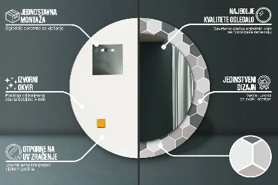 Runder Spiegel mit dekorativem Rahmen Sechseck muster