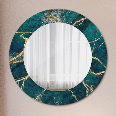 Runder Spiegel mit bedrucktem Rahmen Malachit grün marmor