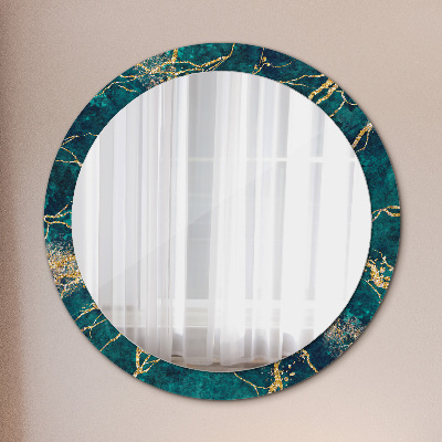 Runder Spiegel mit bedrucktem Rahmen Malachit grün marmor