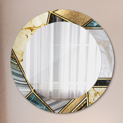 Runder Spiegel mit dekorativem Rahmen Marmor achat und gold
