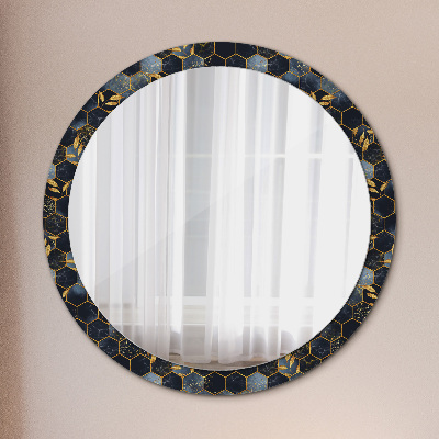 Runder Spiegel mit bedrucktem Rahmen Marmor sechseck