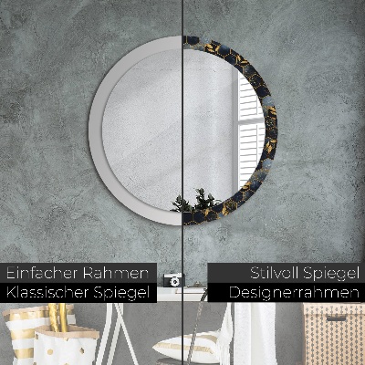 Runder Spiegel mit bedrucktem Rahmen Marmor sechseck